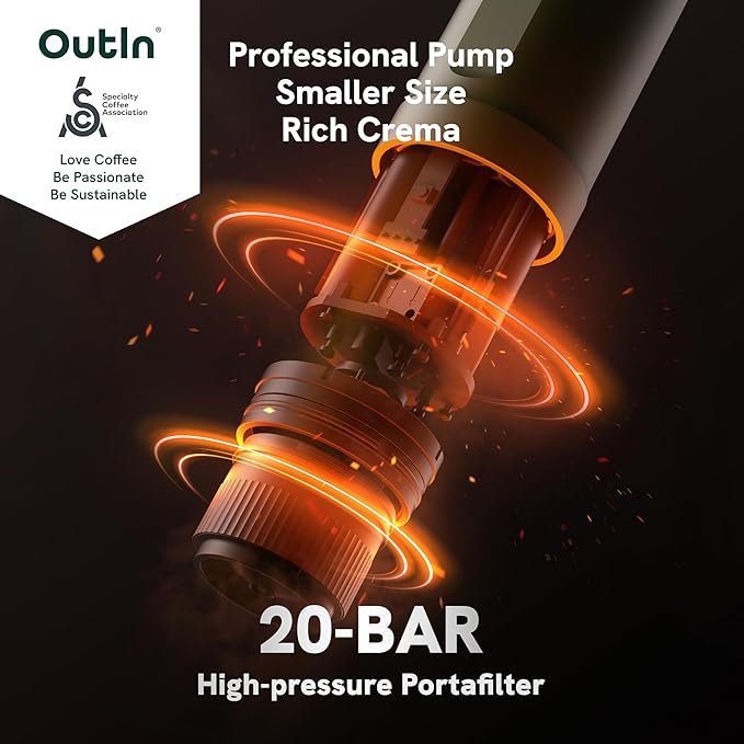 OutIn Nano Portable Electric Espresso Machine, Travel Coffee Maker for Camping, Car Coffee Maker Self-Heating with USB-C, With Ground Coffee & NS Capsule for RV, Hiking, Office - Image 2