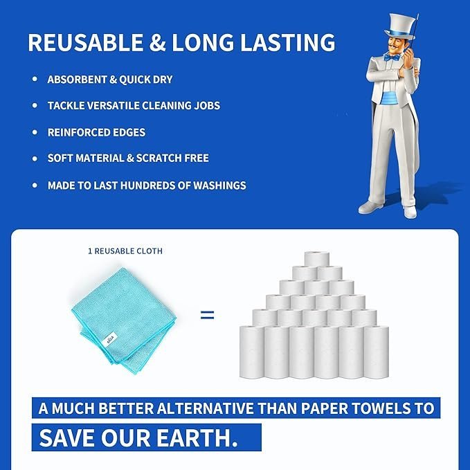 MR.SIGA Microfiber Cleaning Cloth.Pack of 12.Size:12.6″ x 12.6″ - Image 7