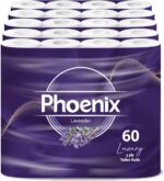 60 Phoenix Soft Supreme Luxury Toilet Rolls Bulk Buy – Quilted White 3 Ply Toilet Paper – Pack of 60 Toilet Tissue