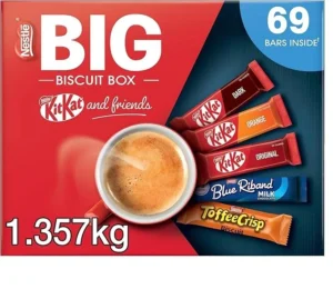 【New User Only】Nestlé Kitkat and Friends Big Biscuit Box | 69 x Chocolate Biscuit Bars – KitKat, Blue Riband, Toffee Crisp | Bulk Chocolate Box 1.357kg