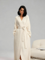 Women's Double-Sided Plush Robe｜Heavyweight Long Loungewear｜Warm Flannel Pajamas for Fall & Winter｜Soft, Cozy, and Wearable Indoors