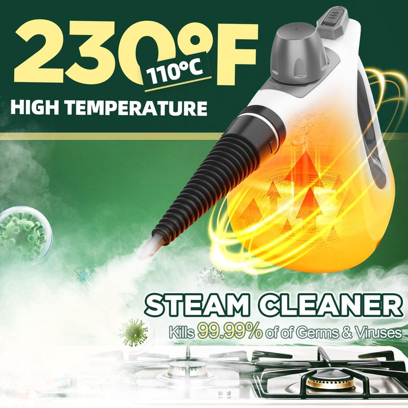 Pressurized Handheld Multi-Surface Natural Steam Cleaner with 12 pcs Replacement Parts , Multi-Purpose Steamer for Home Use, Kitchen and Car - Image 3