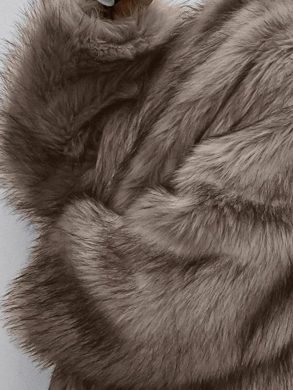 Women's Solid Color Open Faux Fur Coat, Loose Fit Jacket, Elegant Long Sleeve Waterfall Collar Outerwear for Fall & Winter, Women's Clothing for Daily Wear, Clothing for Women - Image 4