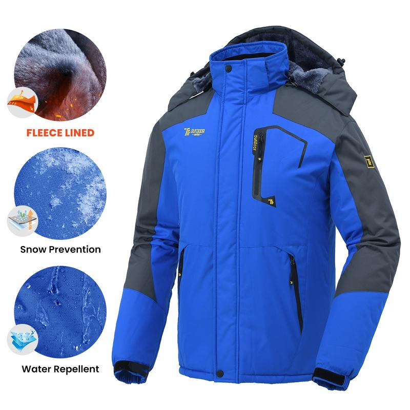 Men's Ski Snow Jacket Waterproof Insulated Fleece Outdoor Mountain Hooded Winter Coat Sporty Breathable Outerwear big tall men clothing Size up to XXXXL - Image 4