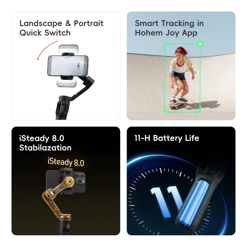 Gimbal Stabilizer for iPhone, Smartphone Foldable Gimbal with Detachable Remote Control, Portable Foldable 3-Axis Phone Gimbal for Android & iPhone17 series, Ideal for Travel Vlogging - Image 4