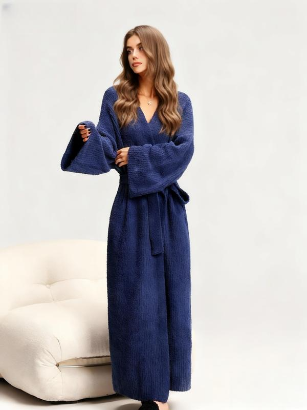 Women's Double-Sided Plush Robe|Heavyweight Long Loungewear|Warm Flannel Pajamas for Fall & Winter|Soft, Cozy, and Wearable Indoors - Image 5