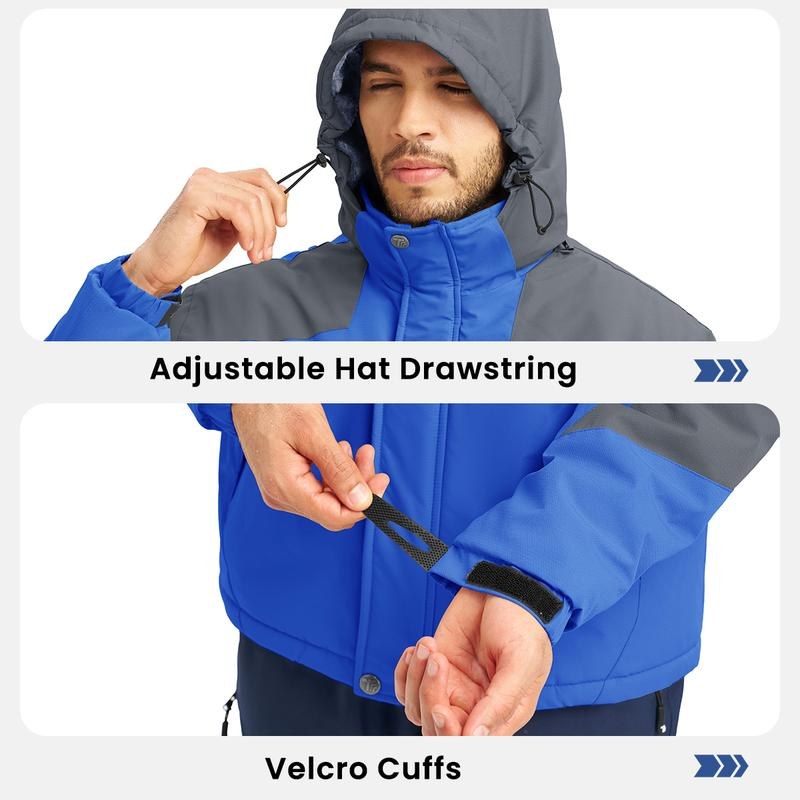 Men's Ski Snow Jacket Waterproof Insulated Fleece Outdoor Mountain Hooded Winter Coat Sporty Breathable Outerwear big tall men clothing Size up to XXXXL - Image 5