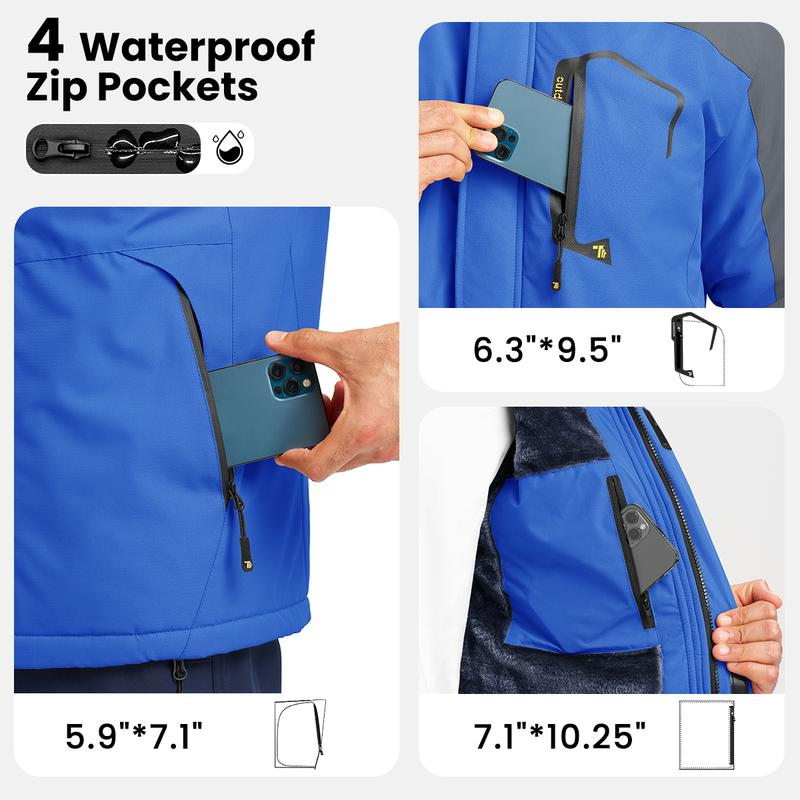 Men's Ski Snow Jacket Waterproof Insulated Fleece Outdoor Mountain Hooded Winter Coat Sporty Breathable Outerwear big tall men clothing Size up to XXXXL - Image 6