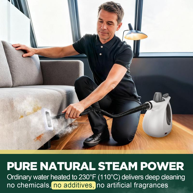 Pressurized Handheld Multi-Surface Natural Steam Cleaner with 12 pcs Replacement Parts , Multi-Purpose Steamer for Home Use, Kitchen and Car - Image 7
