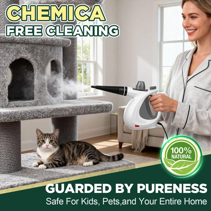 Pressurized Handheld Multi-Surface Natural Steam Cleaner with 12 pcs Replacement Parts , Multi-Purpose Steamer for Home Use, Kitchen and Car - Image 9