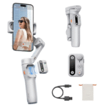 Gimbal Stabilizer for iPhone, Smartphone Foldable Gimbal with Detachable Remote Control, Portable Foldable 3-Axis Phone Gimbal for Android & iPhone17 series, Ideal for Travel Vlogging
