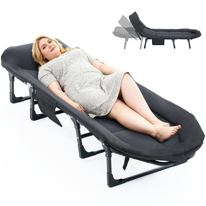 Camping Cot for Adults, 6 Angle Adjustable Folding Camping Bed with Mattress, Foldable Camping Bed for Camp, Office, Outdoor, Lightweight Camping Cot with Carry Bag Supports 450 lbs - Image 10