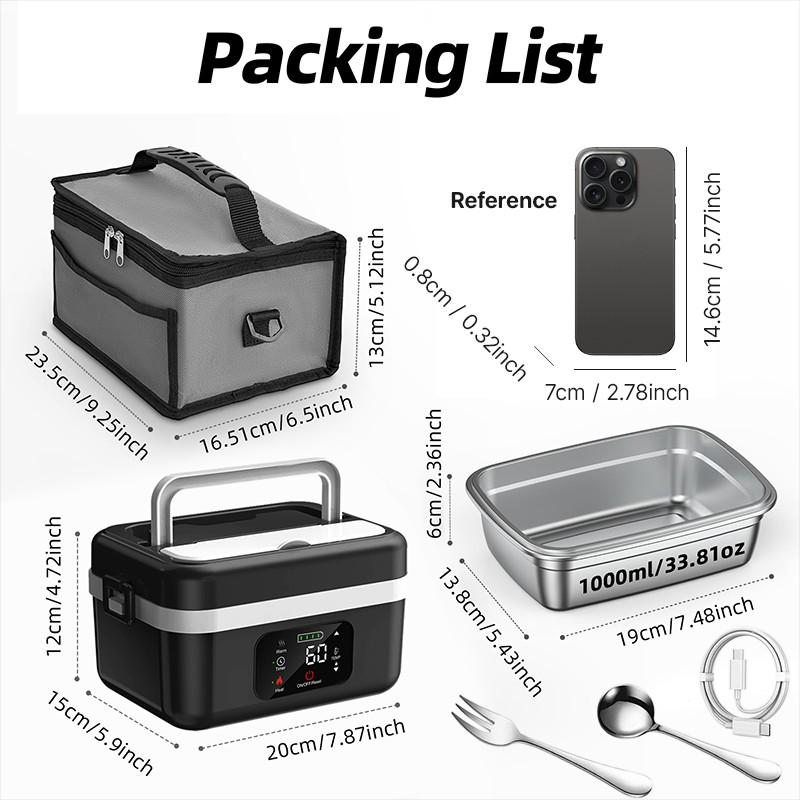 Self-Heating Lunch Box, Rechargeable Portable Food Heater, Cordless Heated Lunchbox, Easy & Convenient for Meal Prep, Thermal Lunch Boxes Ideal for Office, Travel, Car, Picnic & Outdoor Use - Image 4