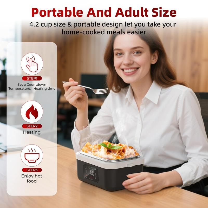 Self-Heating Lunch Box, Rechargeable Portable Food Heater, Cordless Heated Lunchbox, Easy & Convenient for Meal Prep, Thermal Lunch Boxes Ideal for Office, Travel, Car, Picnic & Outdoor Use - Image 5