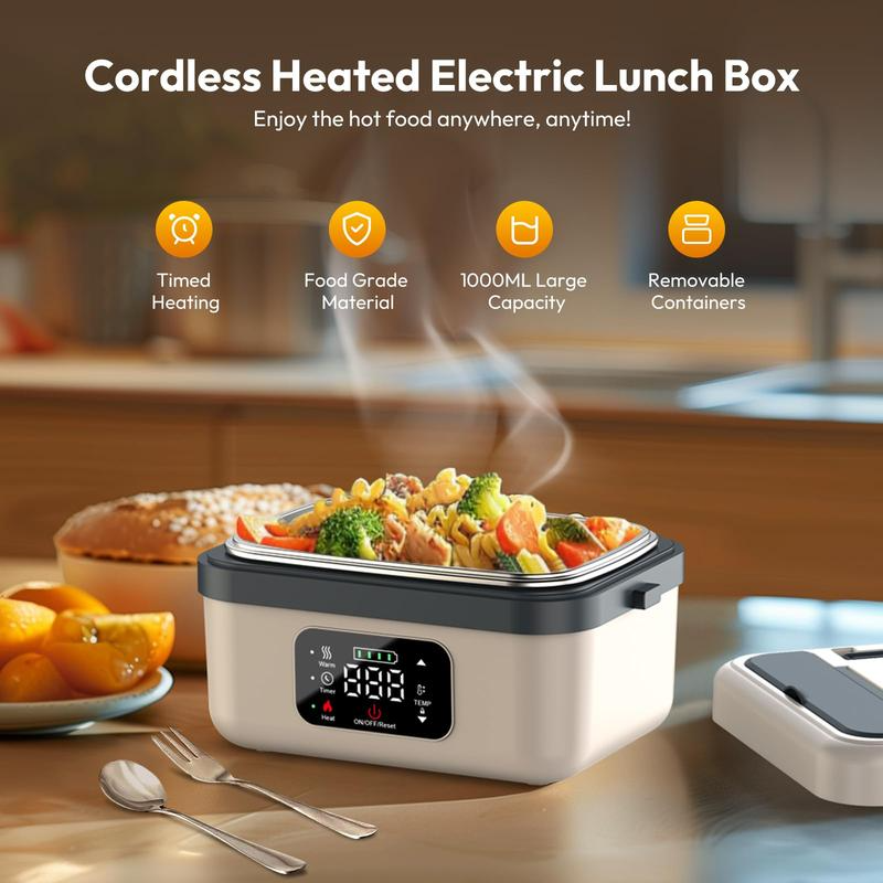 Self-Heating Lunch Box, Rechargeable Portable Food Heater, Cordless Heated Lunchbox, Easy & Convenient for Meal Prep, Thermal Lunch Boxes Ideal for Office, Travel, Car, Picnic & Outdoor Use - Image 7