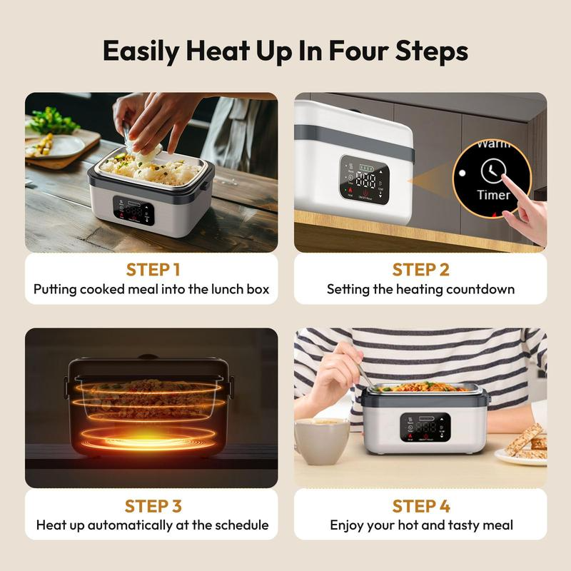 Self-Heating Lunch Box, Rechargeable Portable Food Heater, Cordless Heated Lunchbox, Easy & Convenient for Meal Prep, Thermal Lunch Boxes Ideal for Office, Travel, Car, Picnic & Outdoor Use - Image 8