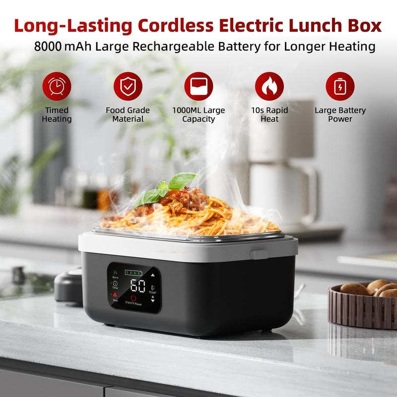 Self-Heating Lunch Box, Rechargeable Portable Food Heater, Cordless Heated Lunchbox, Easy & Convenient for Meal Prep, Thermal Lunch Boxes Ideal for Office, Travel, Car, Picnic & Outdoor Use - Image 10