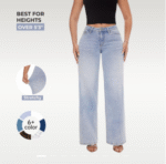 Mid-low Rise Baggy Jeans Stretchy Wide Leg for Women Distressed Pants Womenswear Bottom 8001 Lady Basic Minimalist Comfortable Denim Tummy Control Curve Hugging Plus Size Regular Size BBL